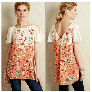 Anthropologie Maeve Ludovica silk floral top